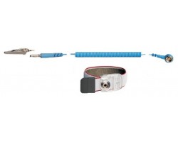 Антистатический антиаллергенный браслет с гарнитурой (с контактным проводом 3 м с кнопкой диам. 10мм) Iteco
